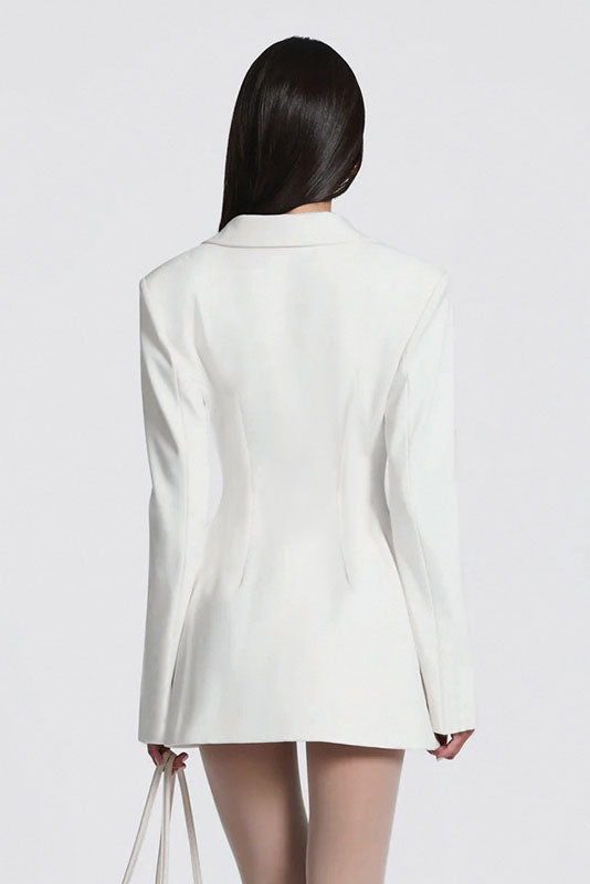 Deep V-Neck Waisted Blazer Mini Dress