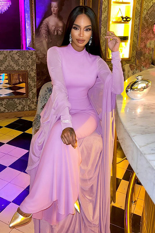 Sheer Cape Two-Piece Maxi Dress Set