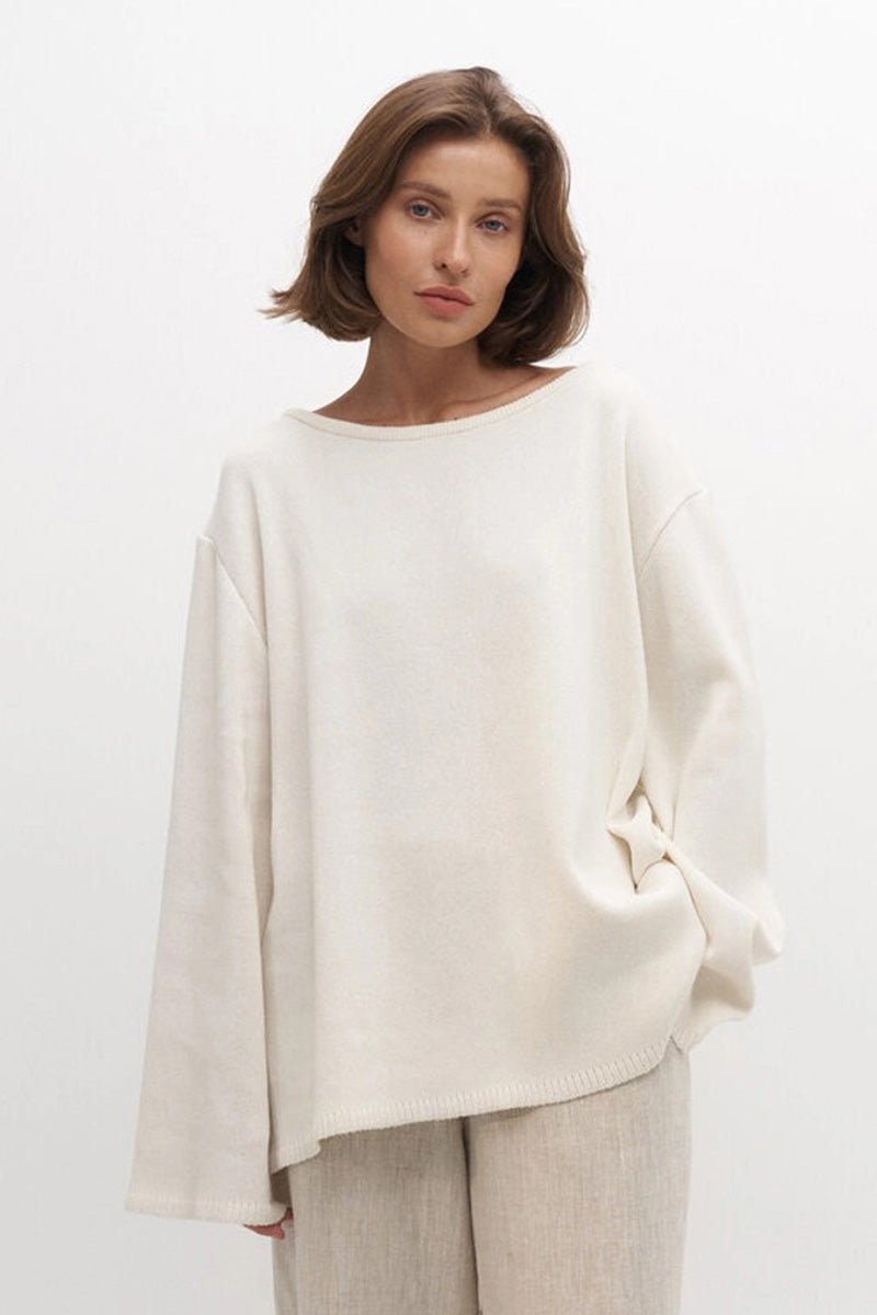 Hidden Open-Back Lazy Sweater