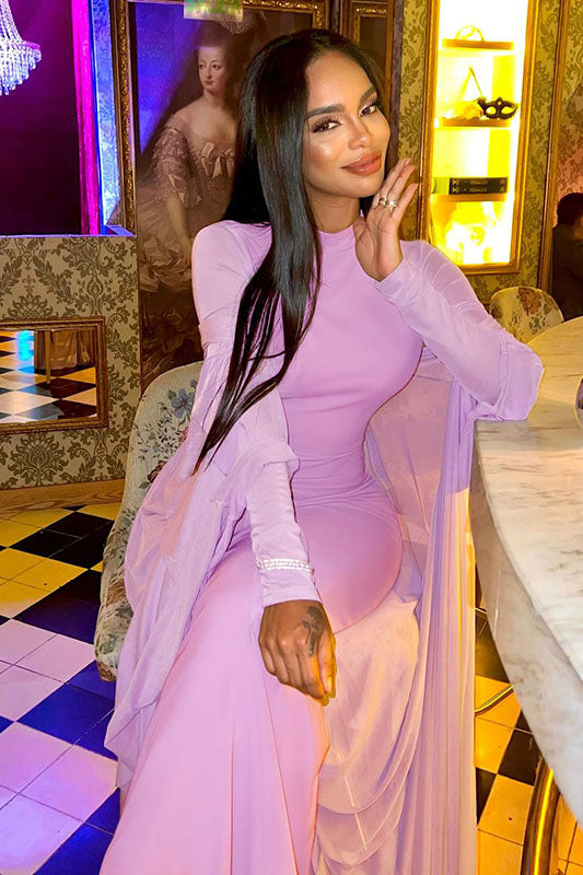 Sheer Cape Two-Piece Maxi Dress Set