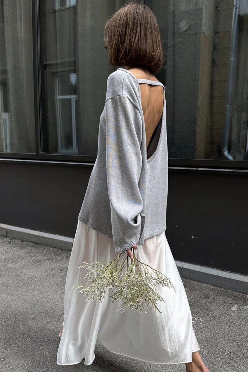 Hidden Open-Back Lazy Sweater