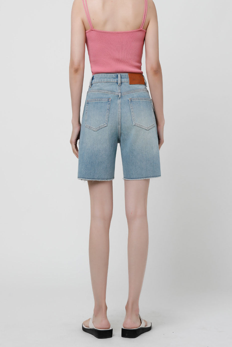 High-Waist Stretch Denim Shorts