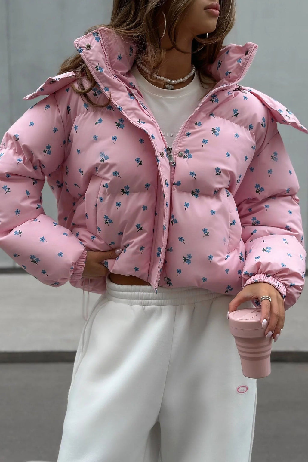 Floral Print Puffer Jacket