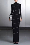 Slim-fit stand collar hip-hugging long dress