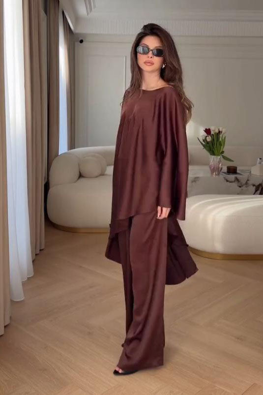 Cape Sleeve Wide-Leg Pants Set