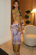 Sahara Ombre High-Neck Maxi Dress