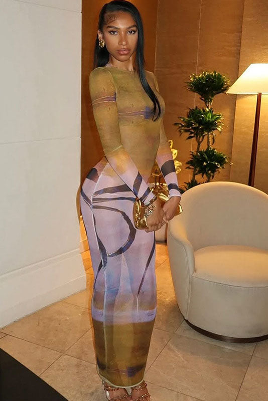 Sahara Ombre High-Neck Maxi Dress