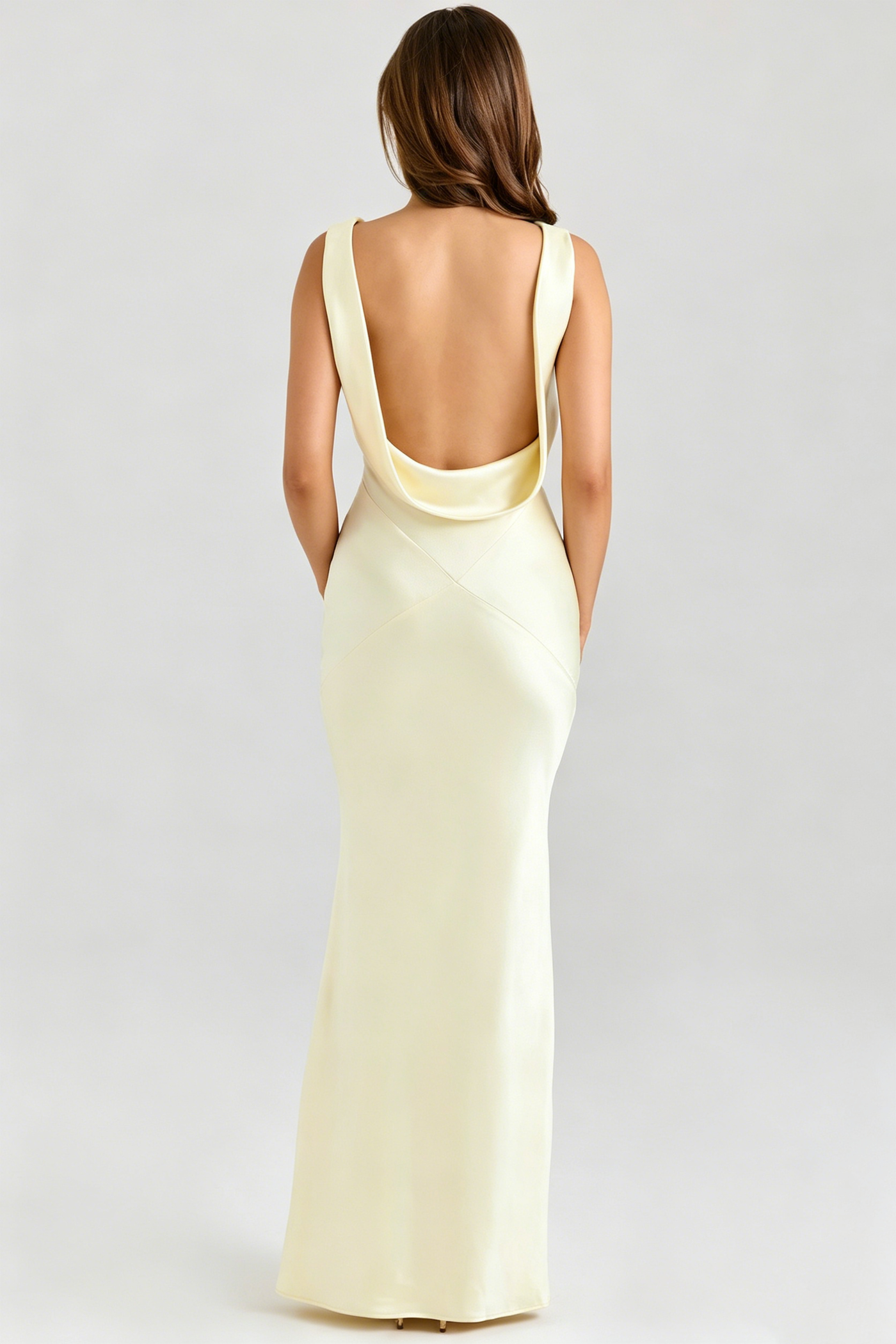 Persis Cowls Backless Satin Maxi Dress