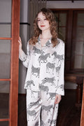 Jaguar Animal Print Ice Silk Long Sleeve Set