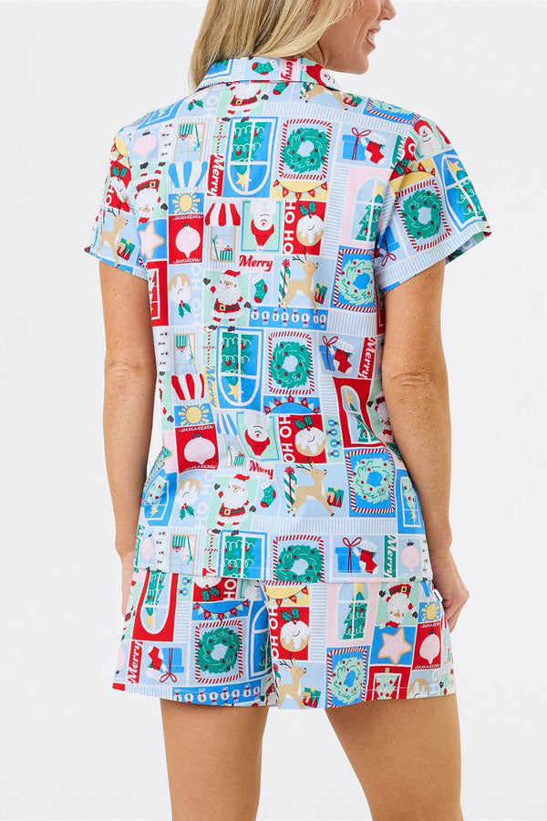 Christmas Print Short Sleeves Cute Print Set
