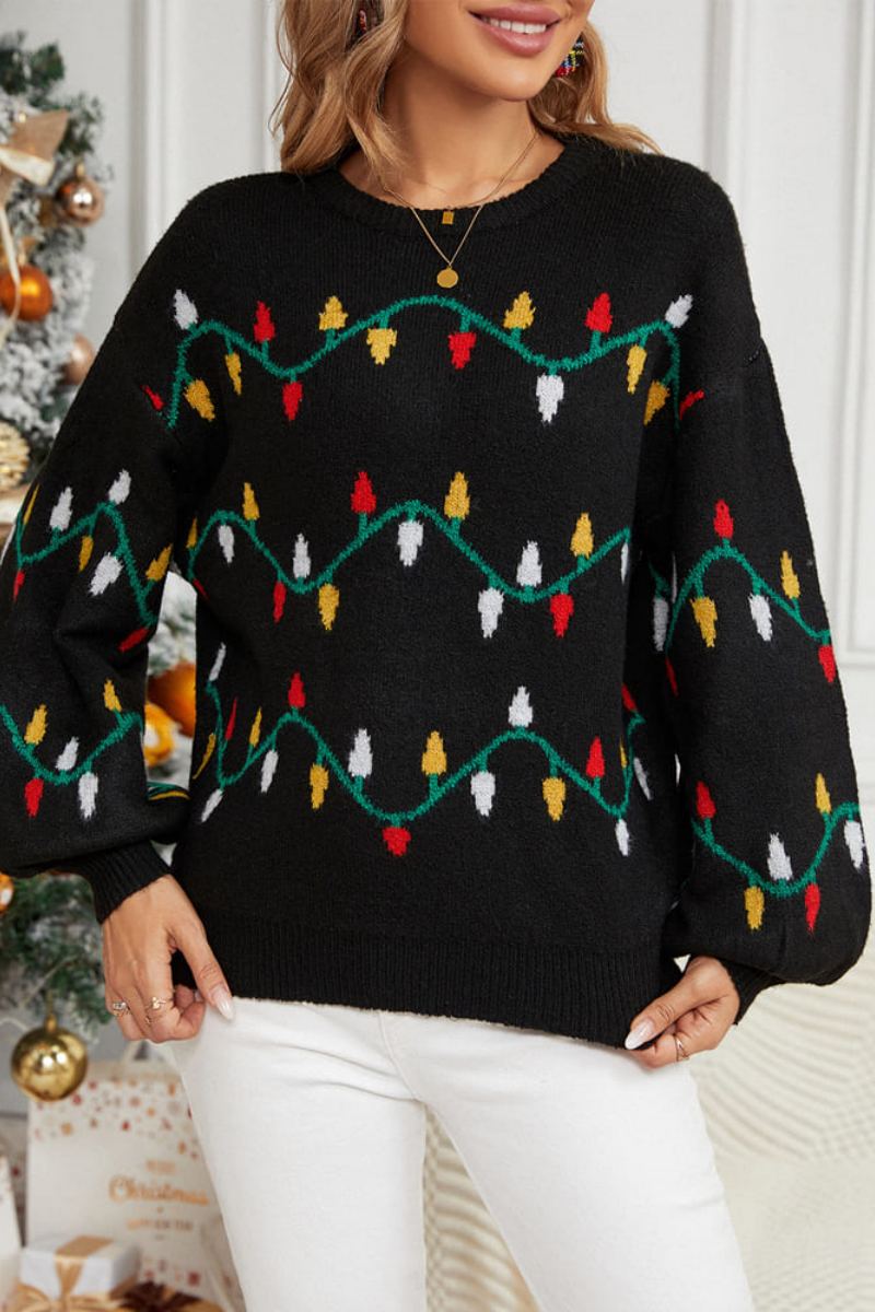 Embroidered Knit Sweater - Colorful String