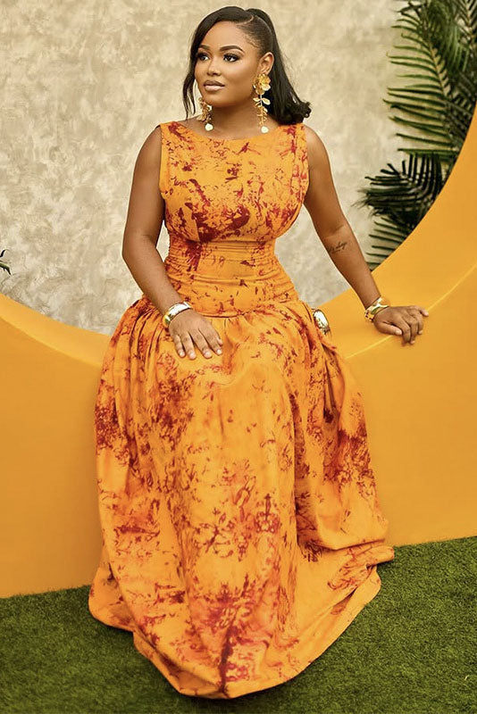 Vibrant African Print Sleeveless Maxi Dress