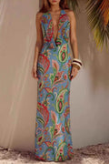 Verdant Shadows - Floral Resort Maxi Dress