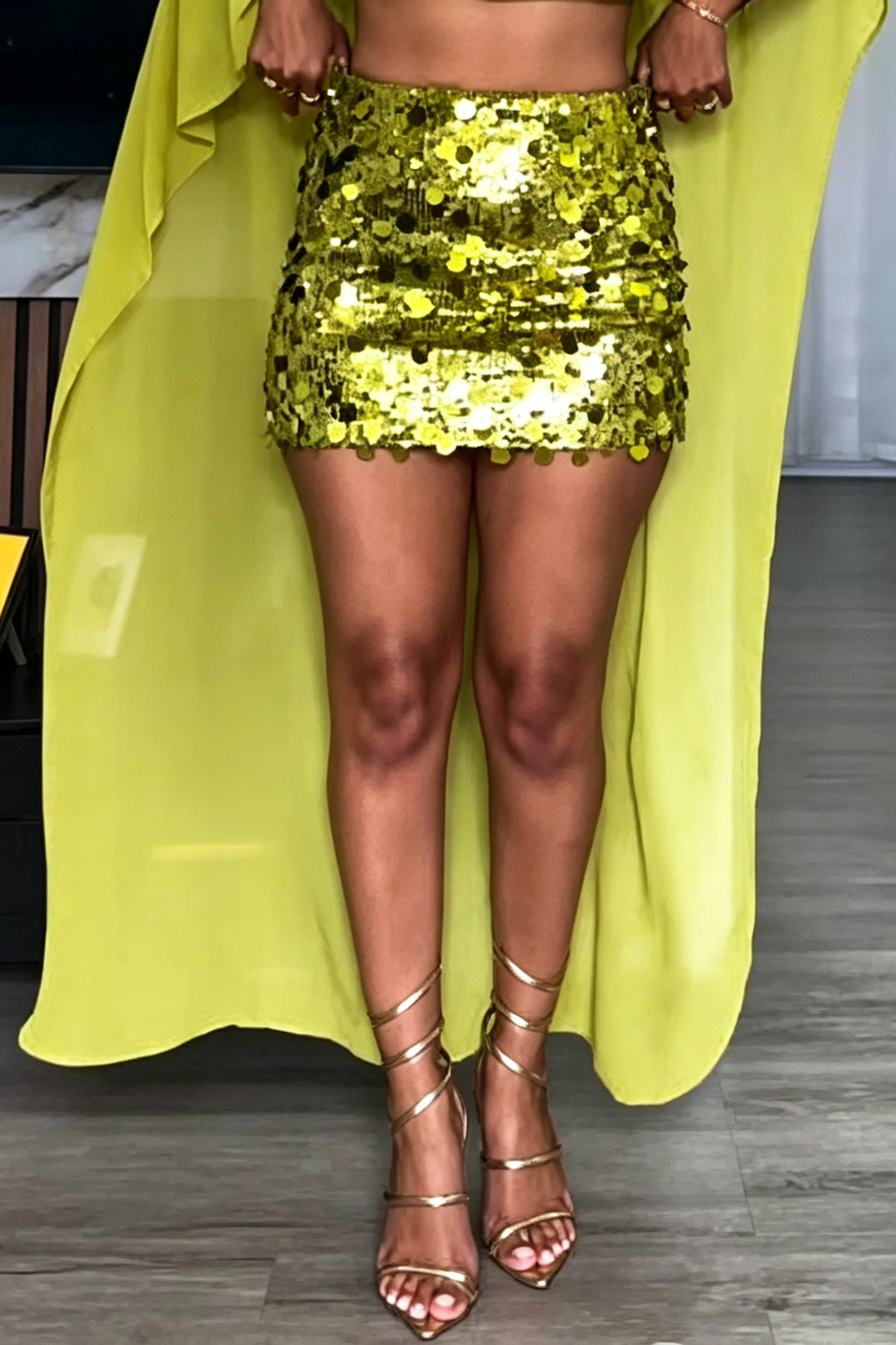 Shimmer Sequin High Waist Bodycon Mini Skirt