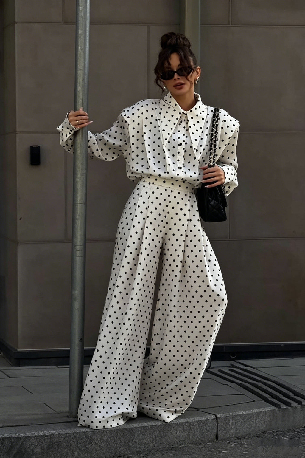French Style Polka Dot Pants Set