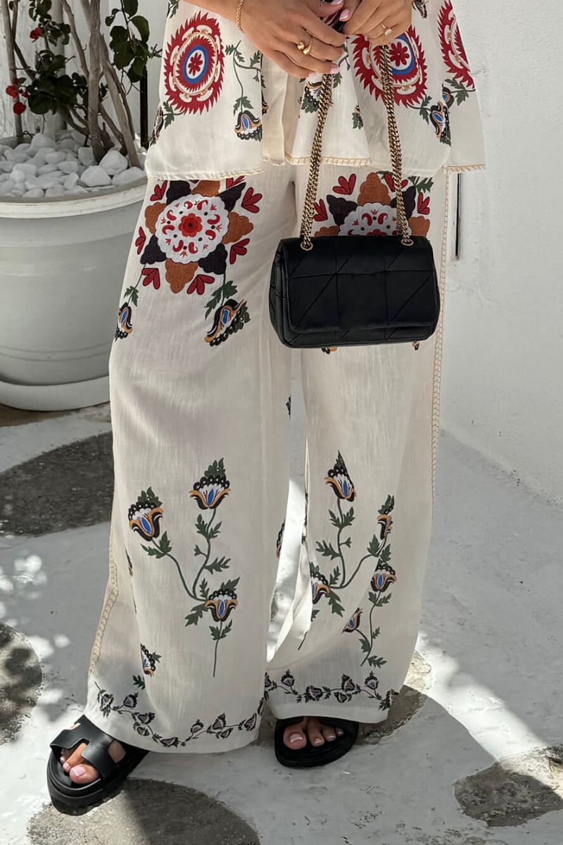 Unique Exquisite Ethnic Floral Print Elastic -Set