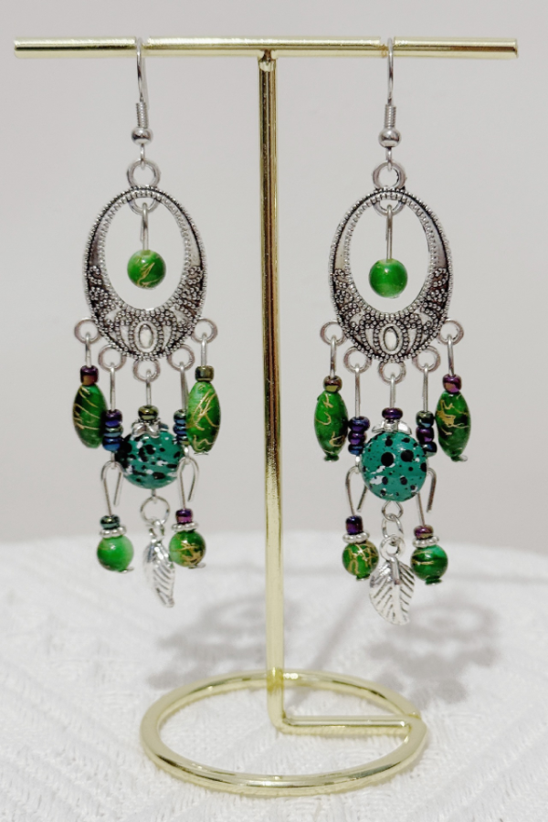 Long Fringe Earrings Turquoise Alloy Earrings
