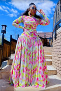 Pastel Mirage Mesh Maxi Dress