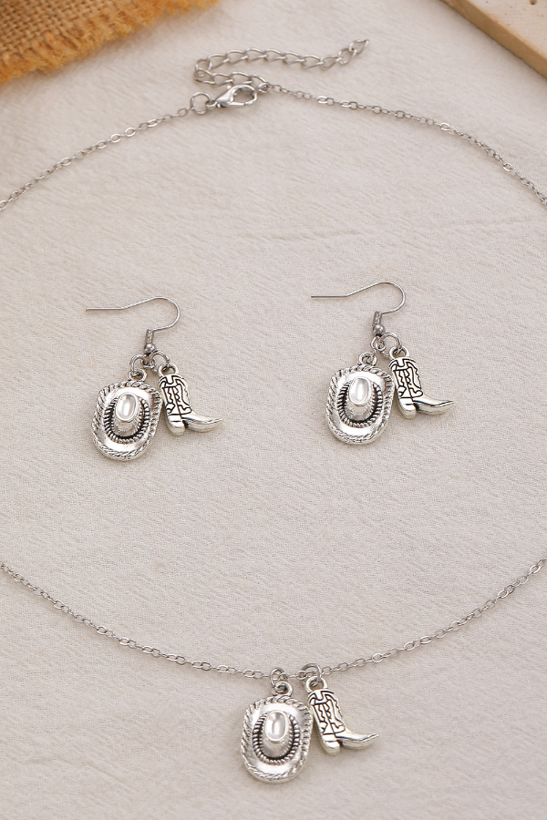 Women Western Shoes Hat Necklace