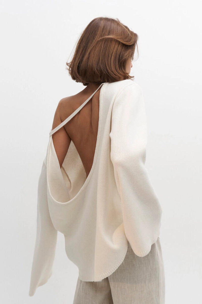 Hidden Open-Back Lazy Sweater
