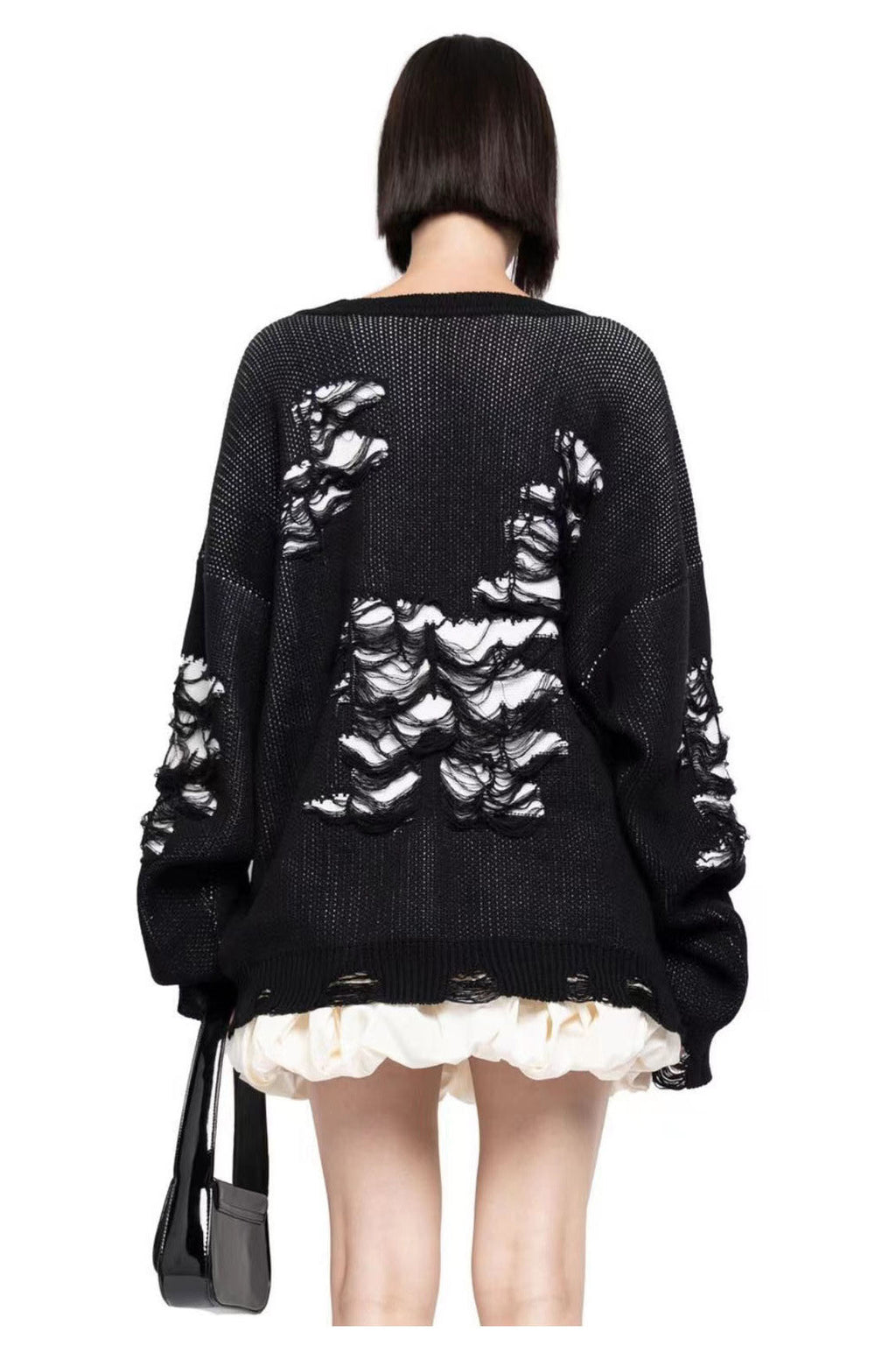 Colorblock Ripped Relaxed Sweater