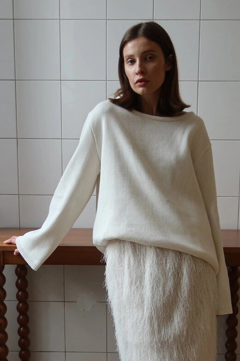 Hidden Open-Back Lazy Sweater