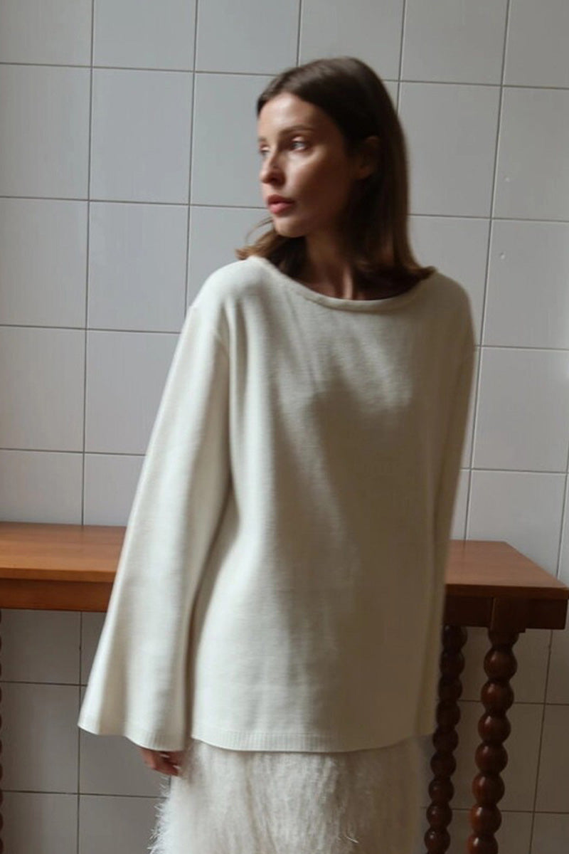 Hidden Open-Back Lazy Sweater