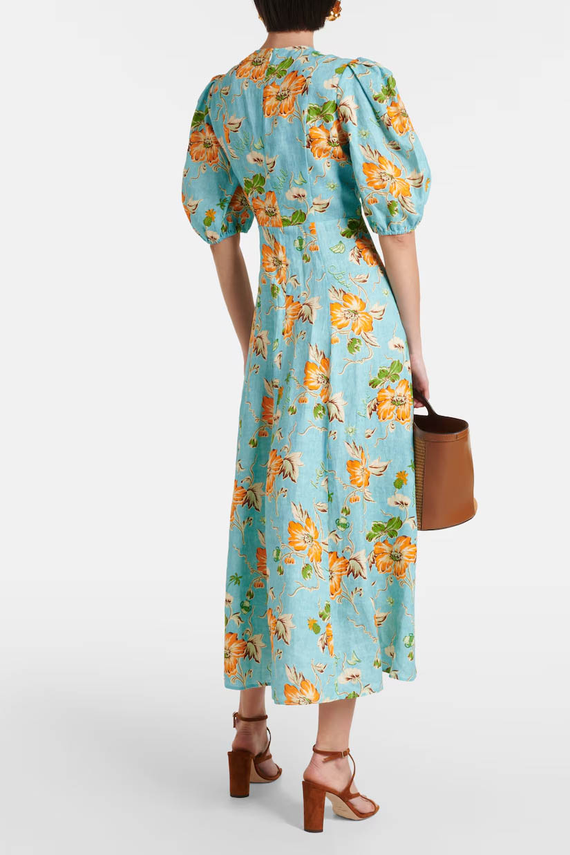 Graffiti Print Puff Sleeve Dress