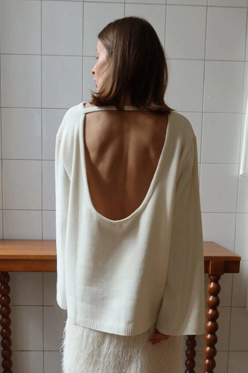 Hidden Open-Back Lazy Sweater