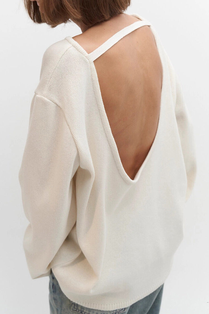 Hidden Open-Back Lazy Sweater