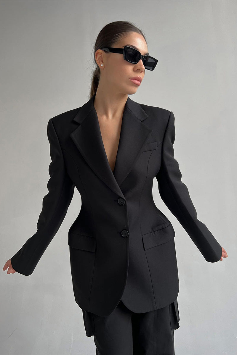 V-Neck Cinched Spring Blazer