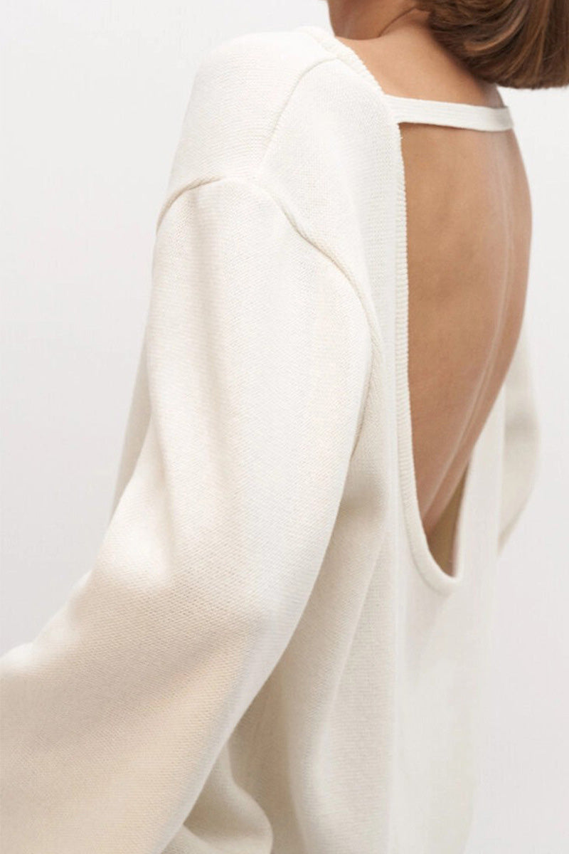 Hidden Open-Back Lazy Sweater