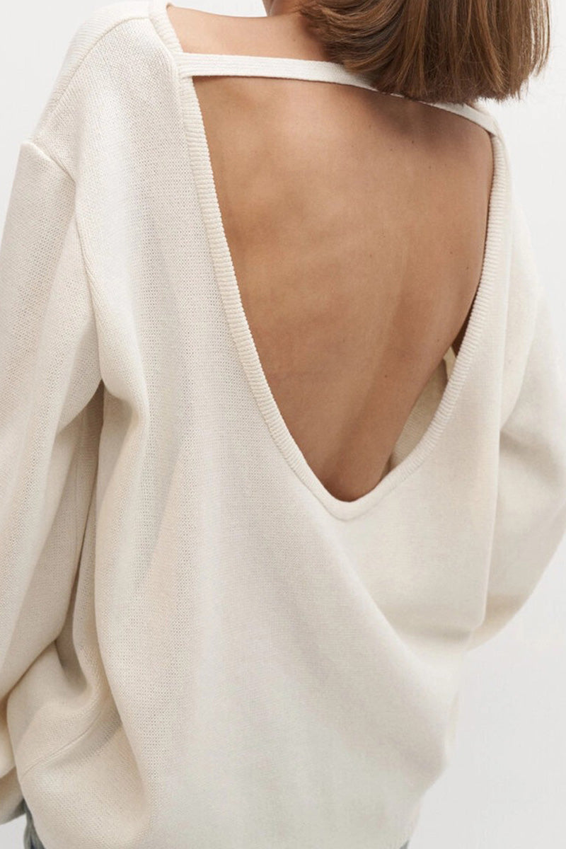 Hidden Open-Back Lazy Sweater
