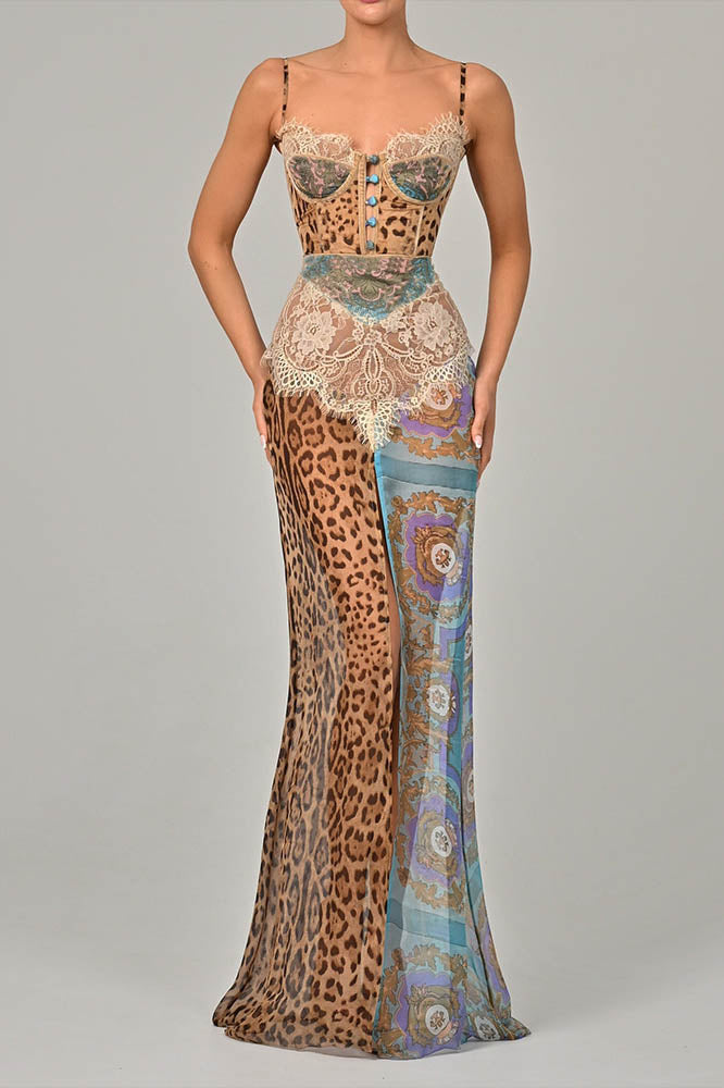 Whispers of the Wild - Waist-Tied Maxi Dress