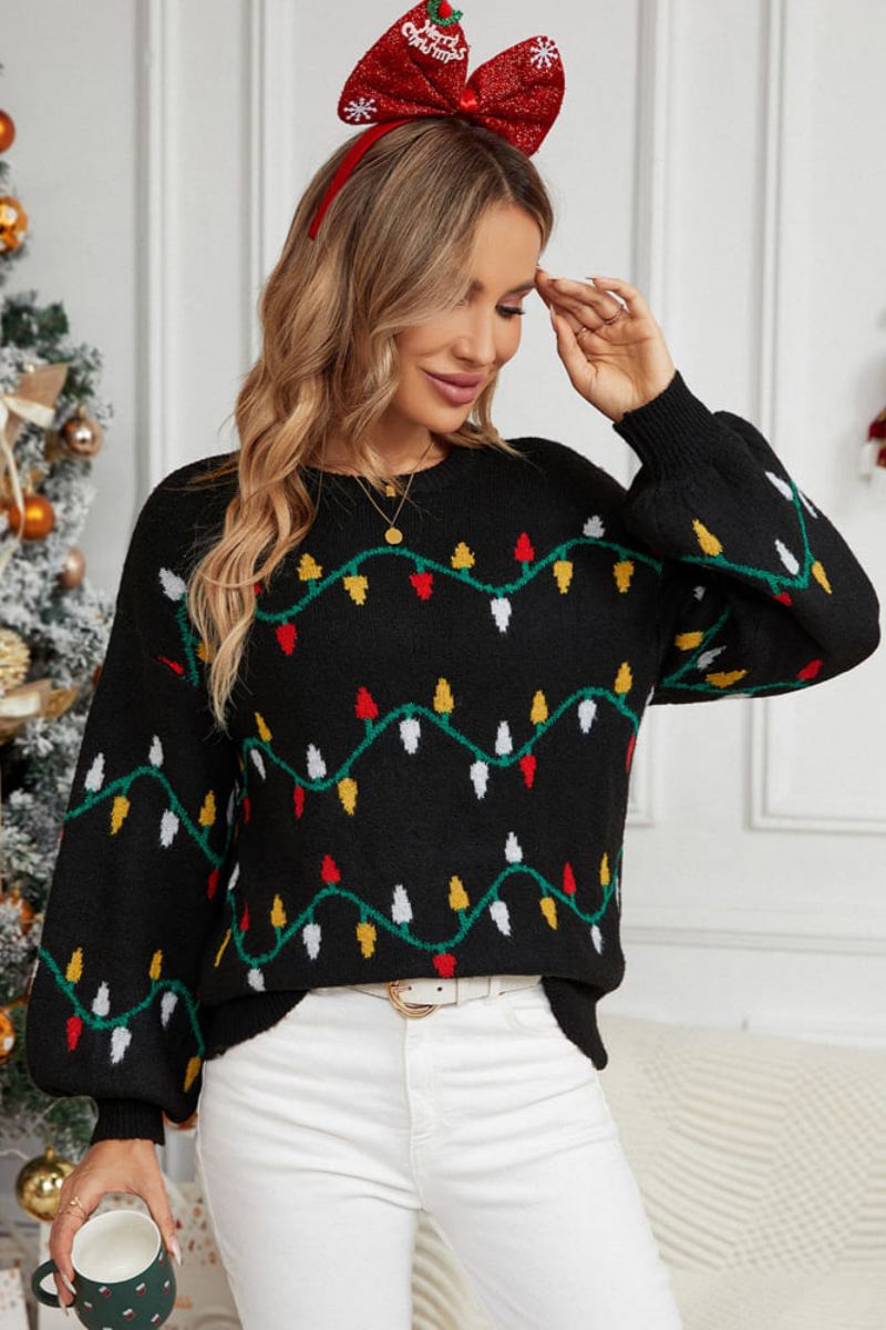 Embroidered Knit Sweater - Colorful String