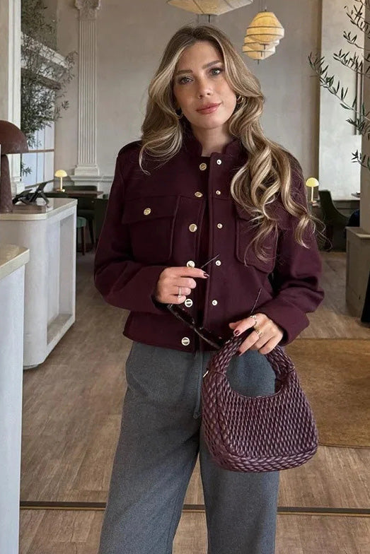 Structured Mock-Neck Mini Jacket