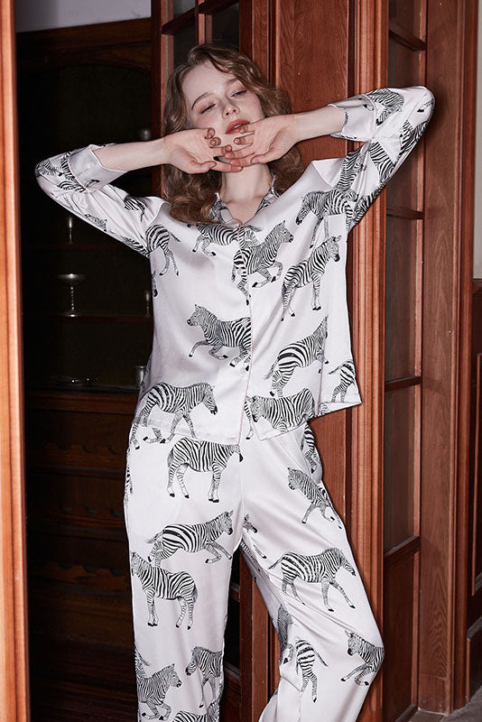 Jaguar Animal Print Ice Silk Long Sleeve Set