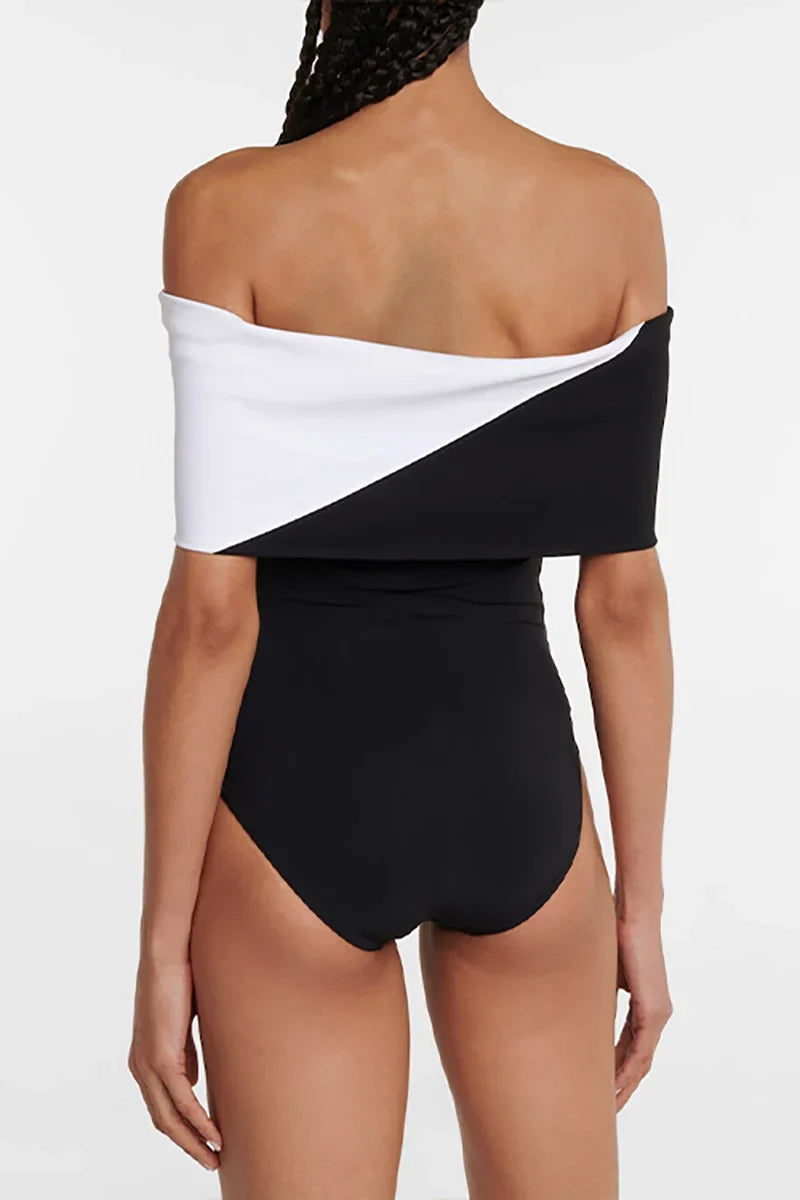 Colorblock Minimal One Piece Swimsuit Set