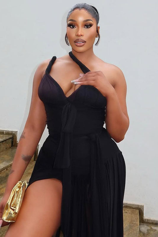 Backless High-Slit Bodycon Dress