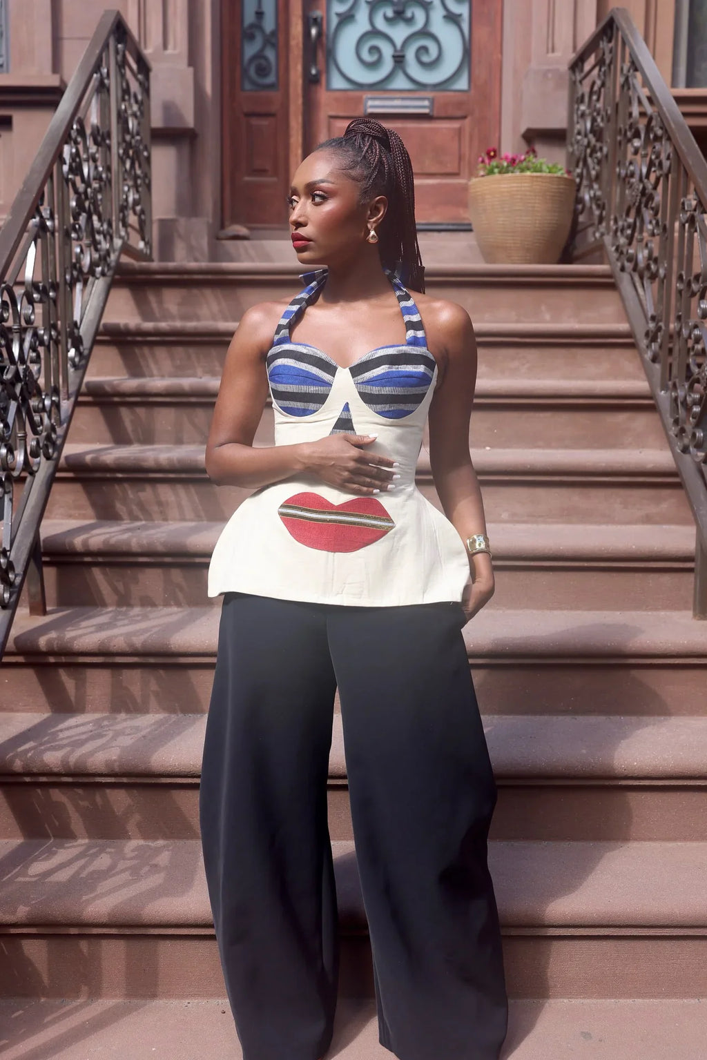 Tribal-Inspired Halter Corset Top