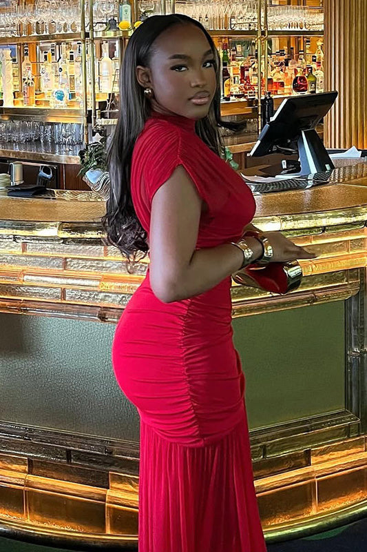 Timeless Solid Fishtail Maxi Dress