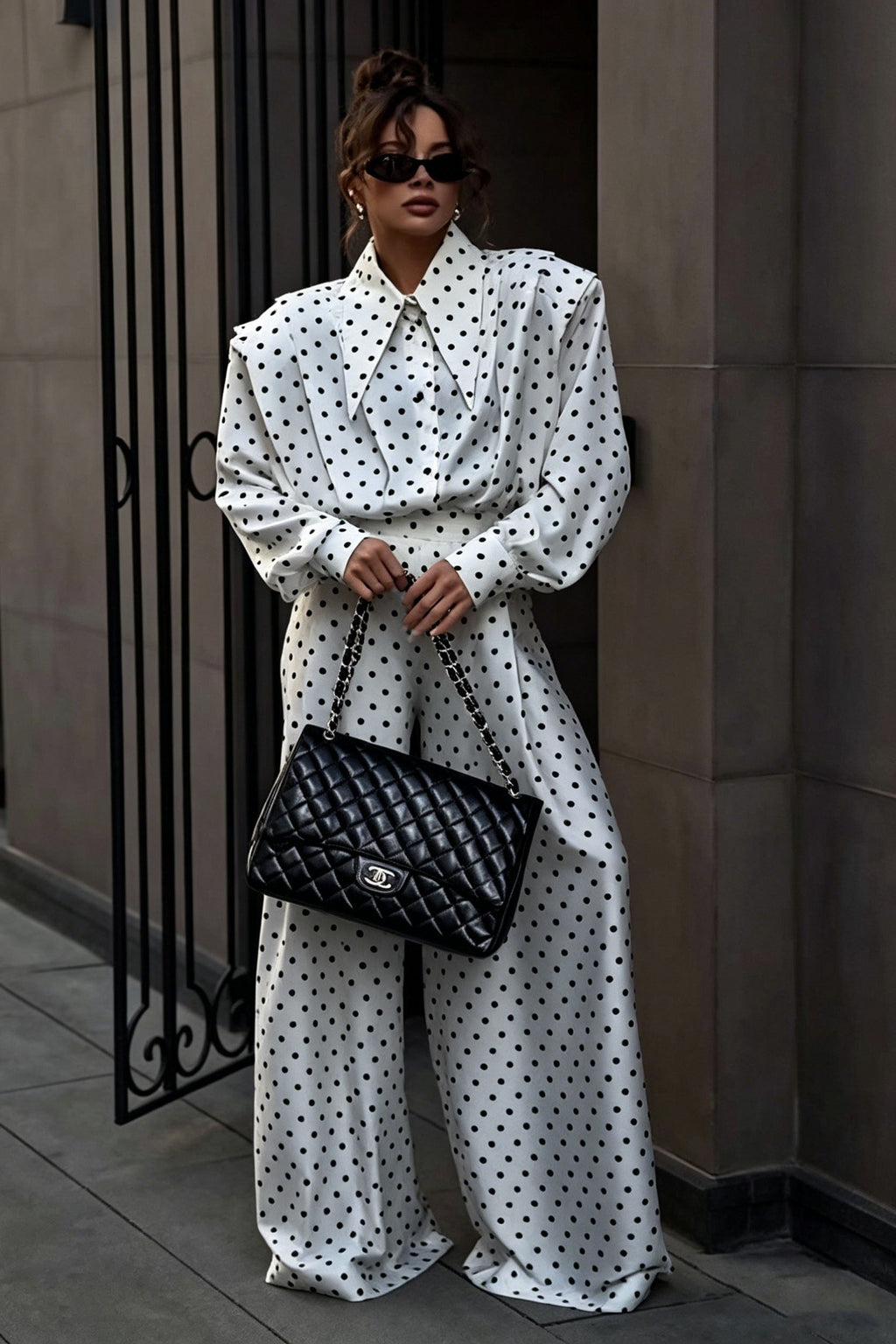 French Style Polka Dot Pants Set