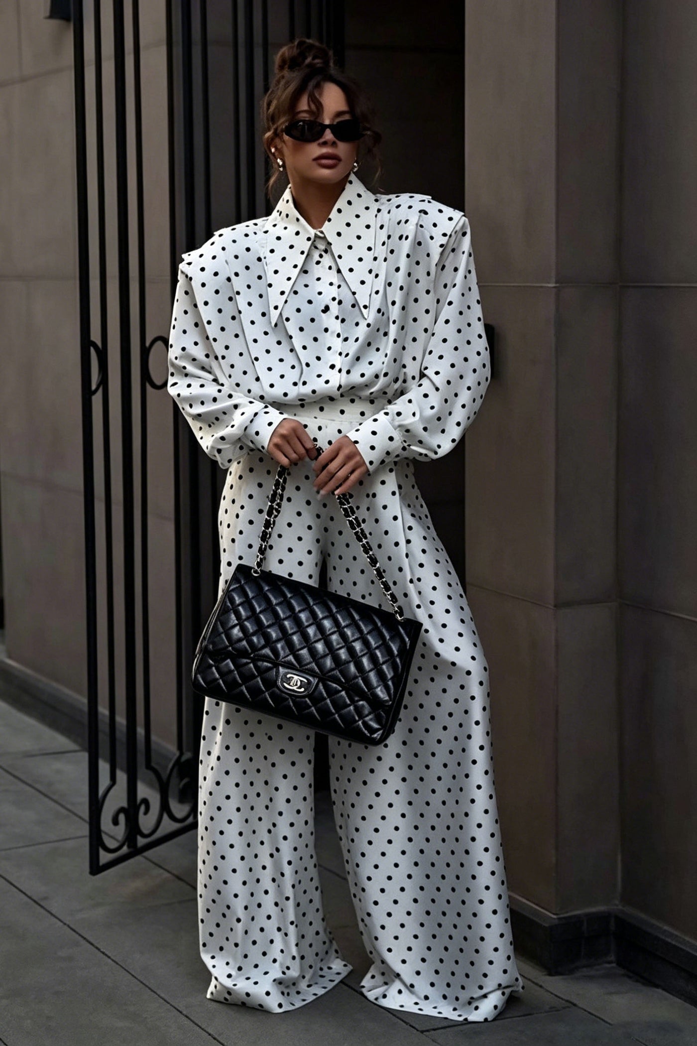 French Style Polka Dot Pants Set