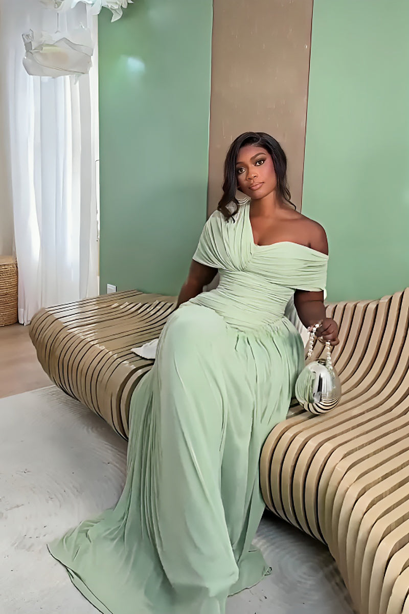 Mint Green Pleated Maxi Dress