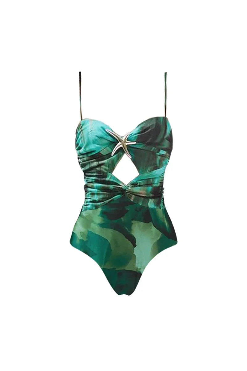 Ink Green Cutout Swimsuit Set