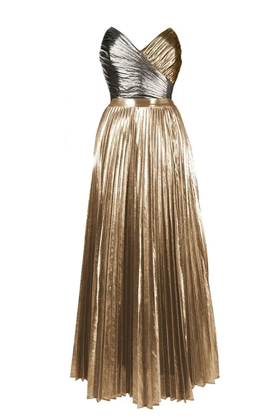 Cutout Gold Patchwork One-Piece Skirt Set