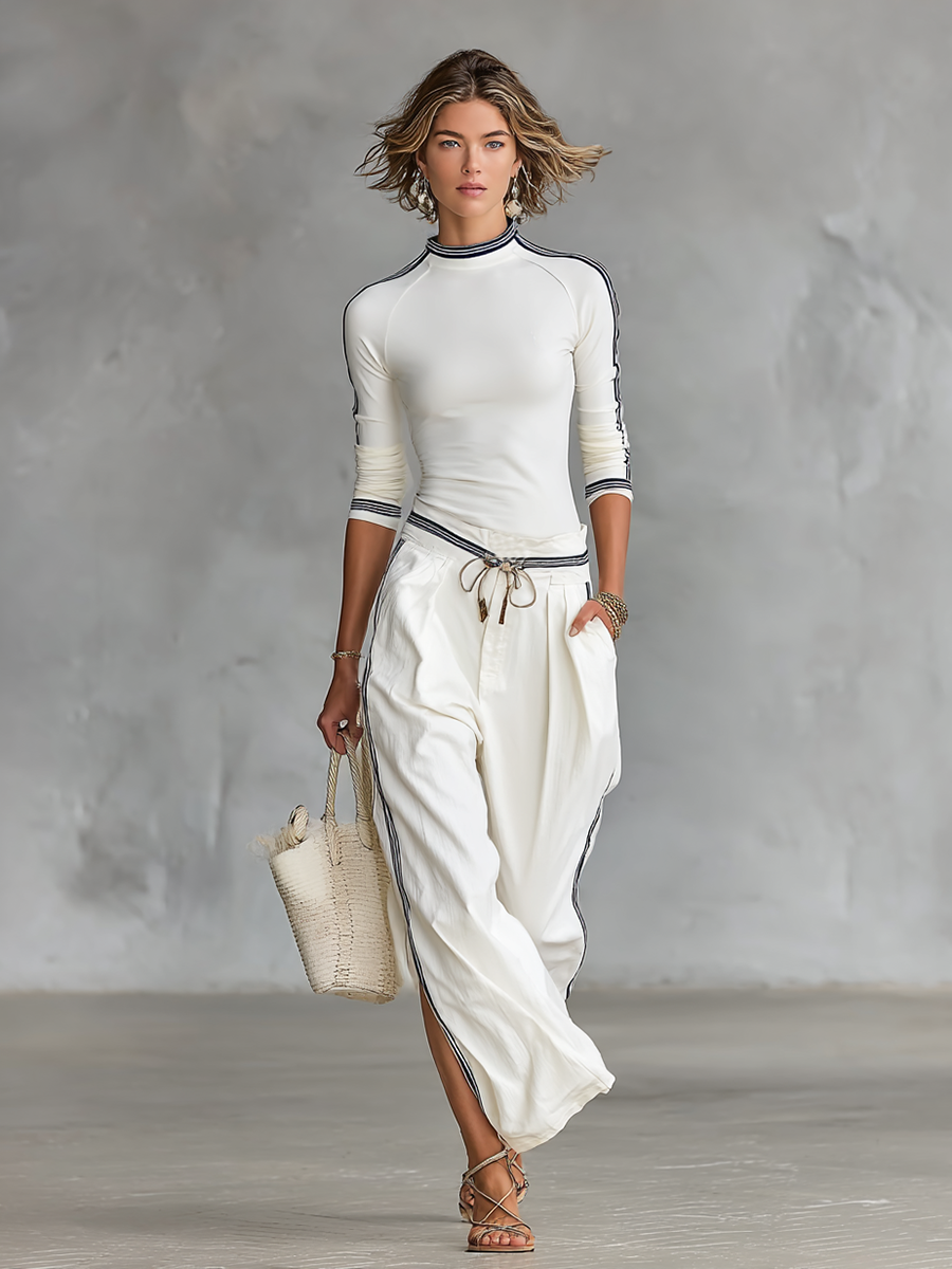 Sports Long-sleeved Wide-leg Pants Two-piece Set