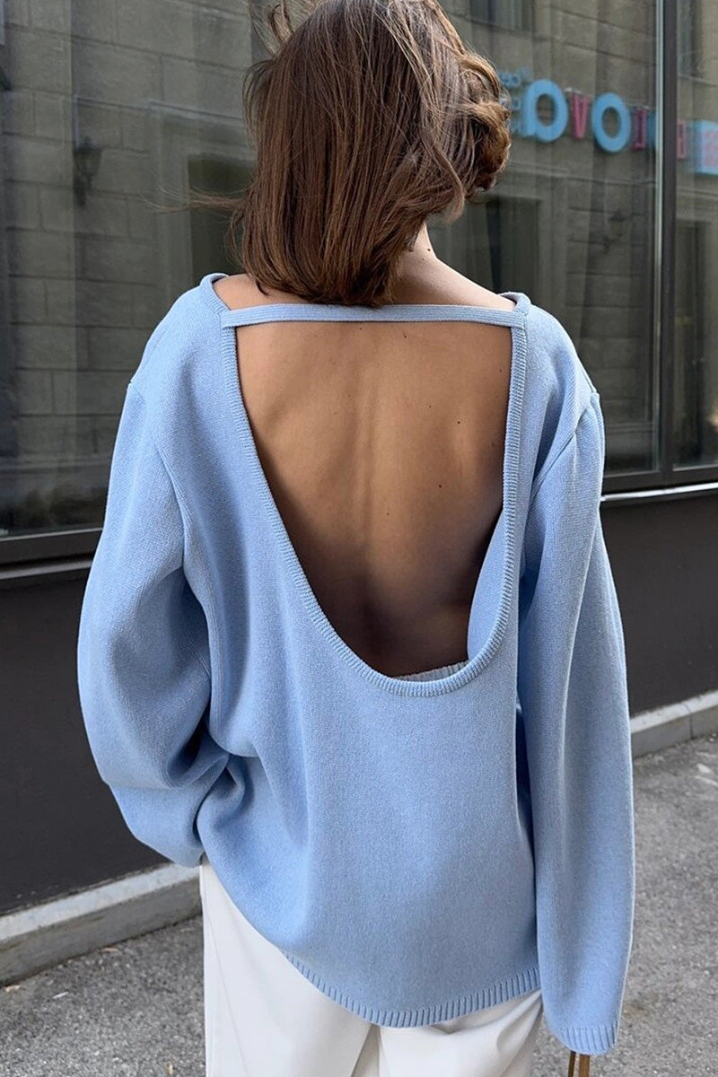 Hidden Open-Back Lazy Sweater