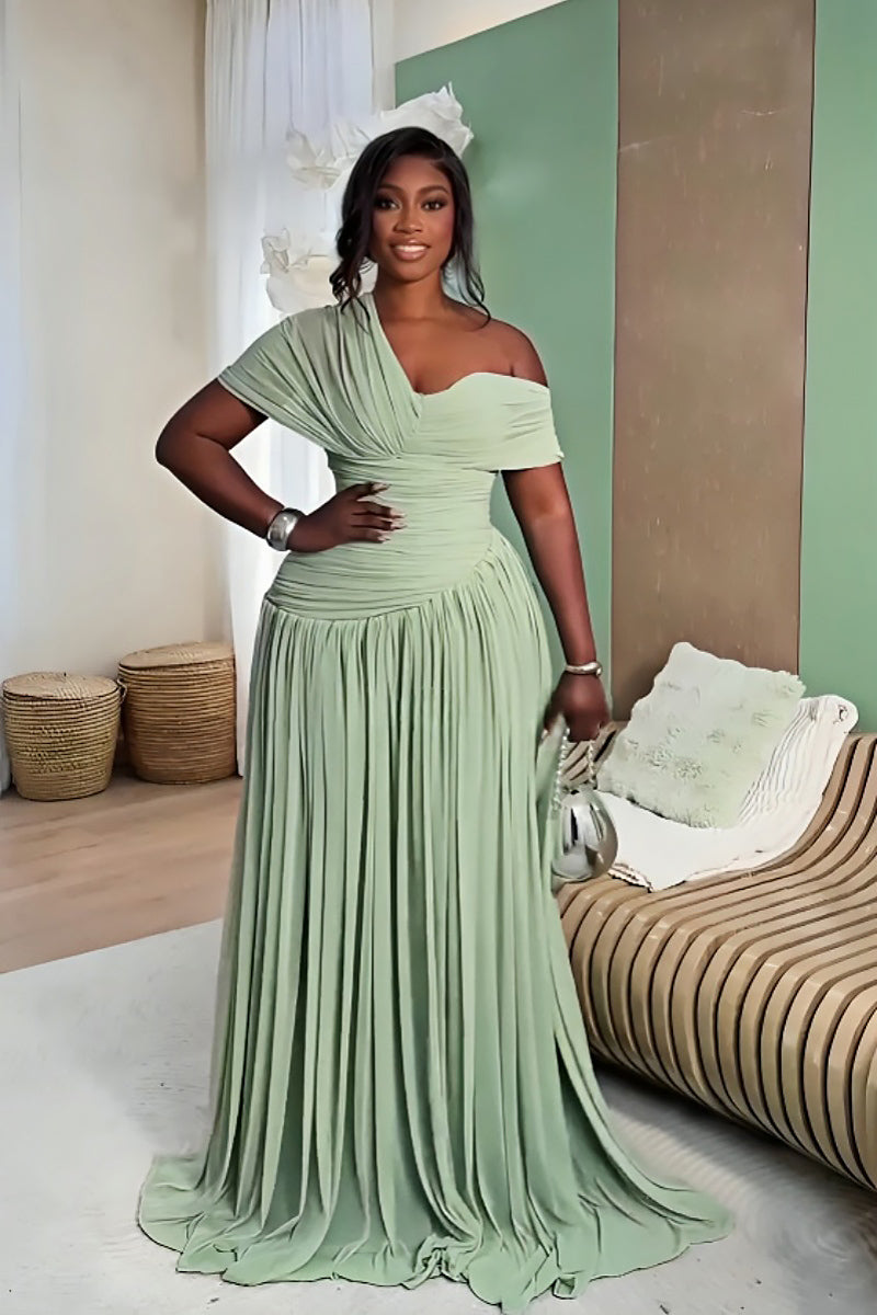 Mint Green Pleated Maxi Dress