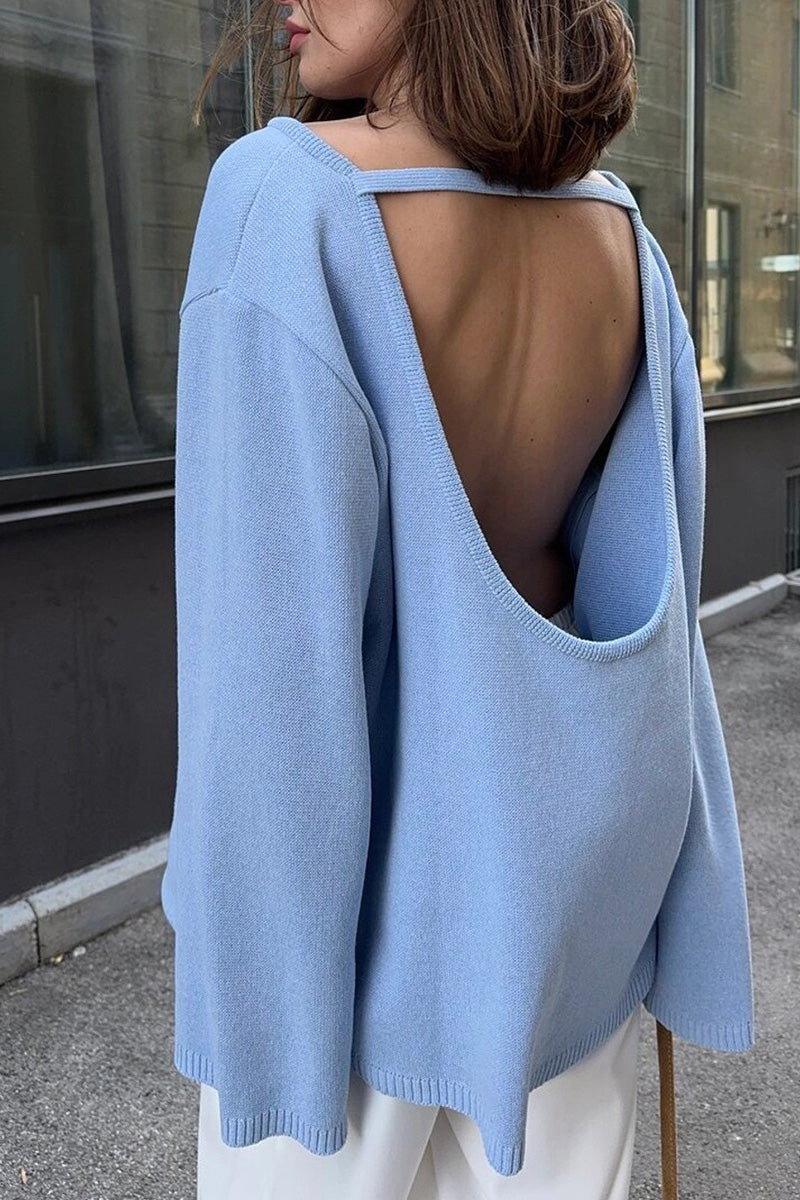 Hidden Open-Back Lazy Sweater